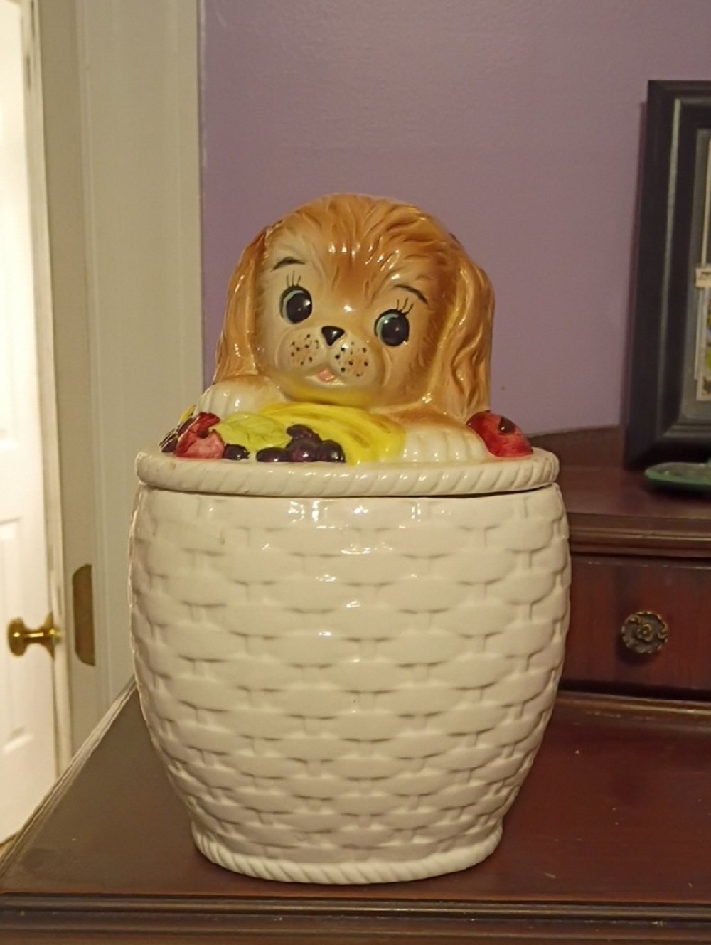 Ceramic Dog Cookie Jar - Brown & Cream